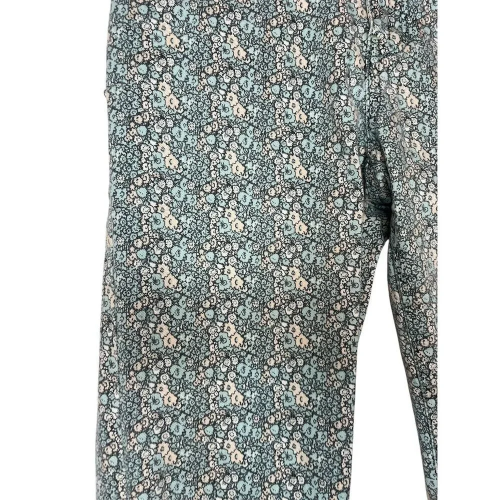 PILCRO & THE LETTER PRESS X ANTHROPOLOGIE BLUE‎ FLORAL PRINT CROPPED JEANS